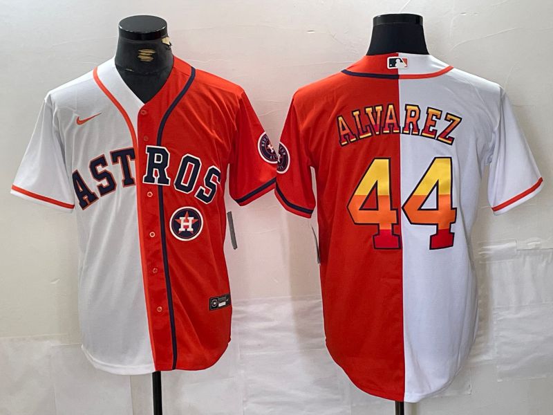 Men Houston Astros #44 Alvarez White orange Nike 2024 MLB Jersey style 2